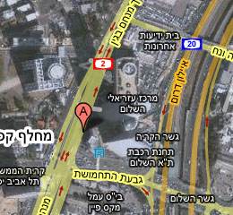מפה משולבת עם צילום לווין של תל אביב